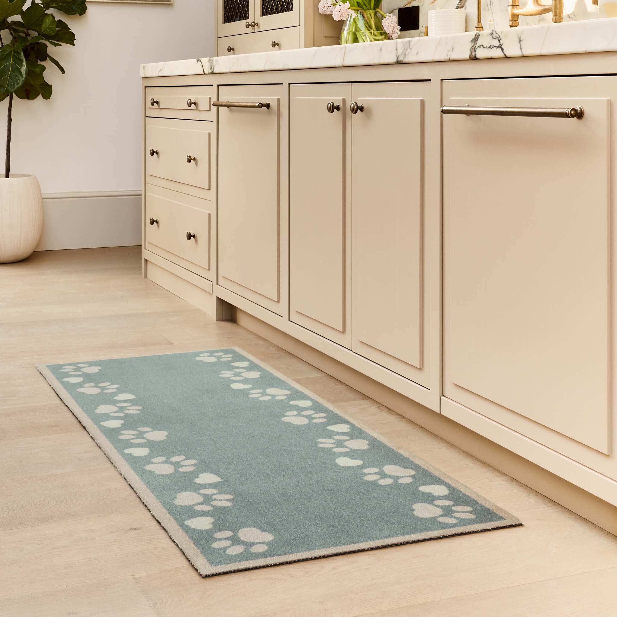 Home Paws Blue Washable Runner