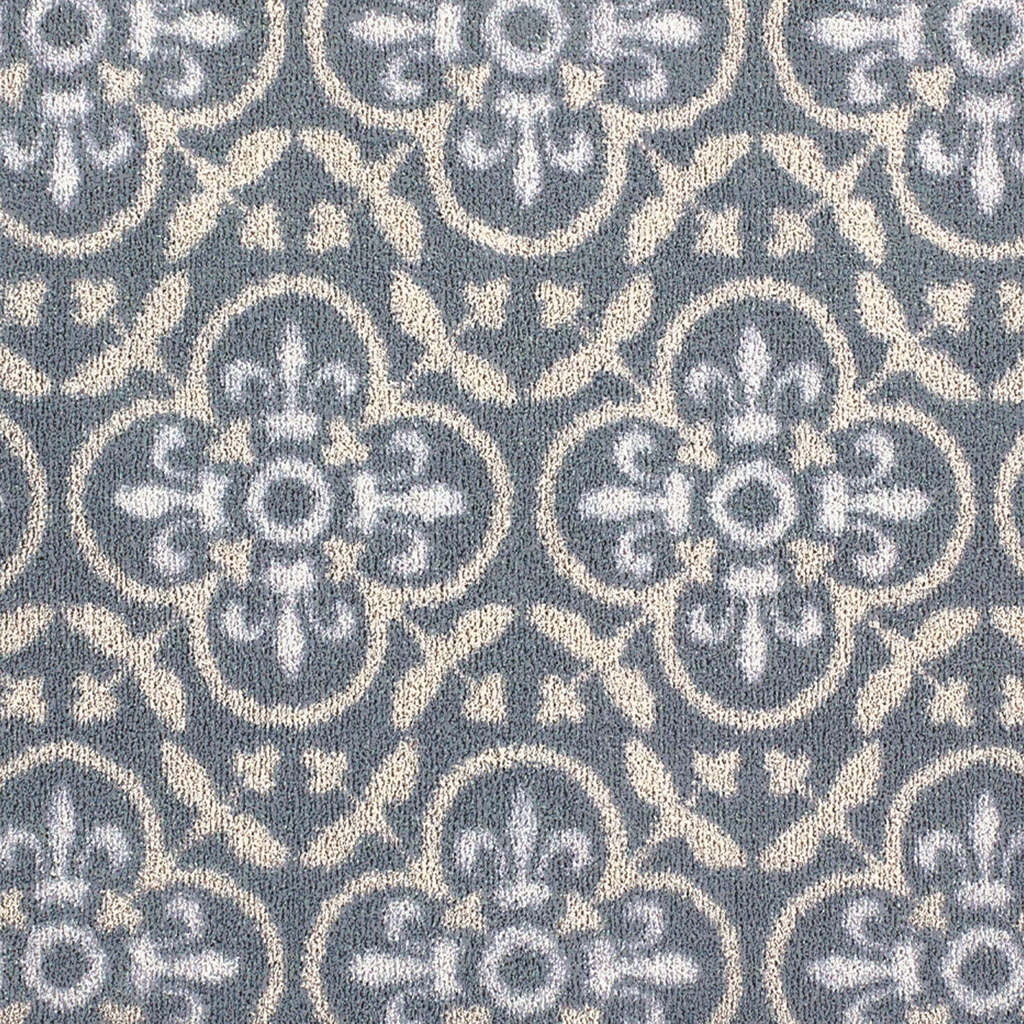 Home 40 Grey Washable Runner in Grey- a 100% recycled cotton runner featuring a heritage-inspired pattern in cream and white. 