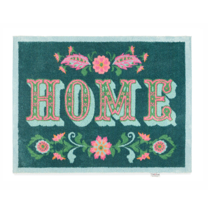 Homefolk Green & Pink Washable Doormat 1
