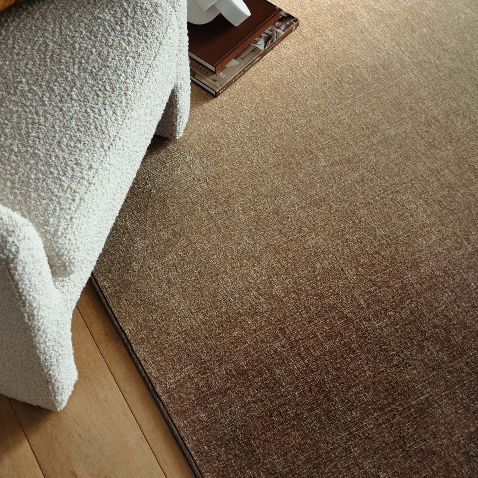 Horizon Ombre Brown Eco-Washable Rug-  100% recycled material rug featuring a brown ombre design.