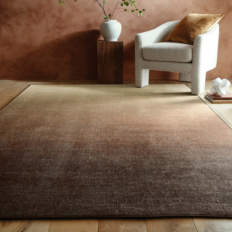 Horizon Ombre Brown Eco-Washable Rug-  100% recycled material rug featuring a brown ombre design.