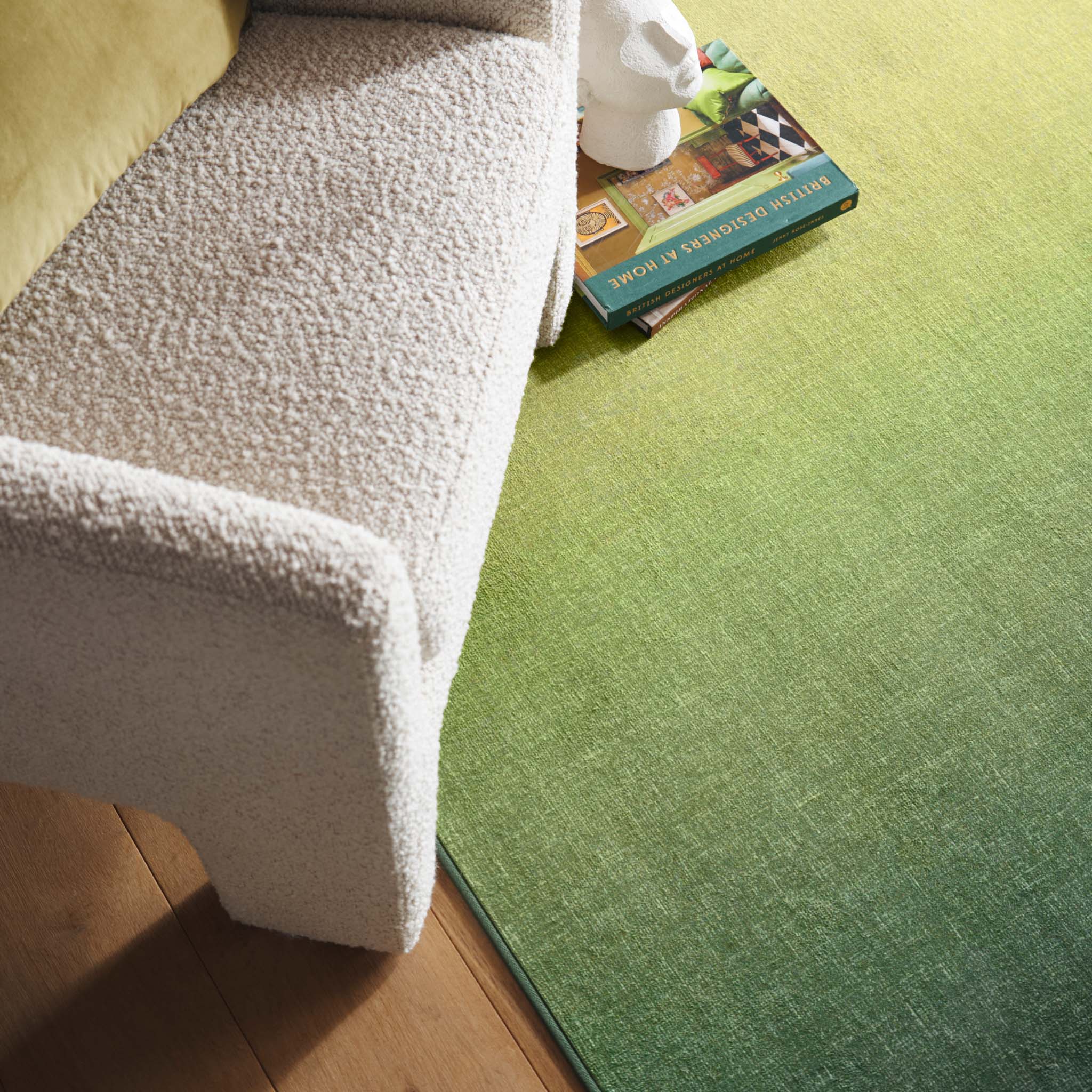 Horizon Ombre Celerly Eco-Washable Rug- a 100% recycled material rug featuring a green ombre design.