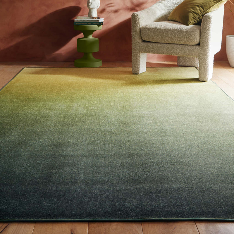 Horizon Ombre Celerly Eco-Washable Rug- a 100% recycled material rug featuring a green ombre design.