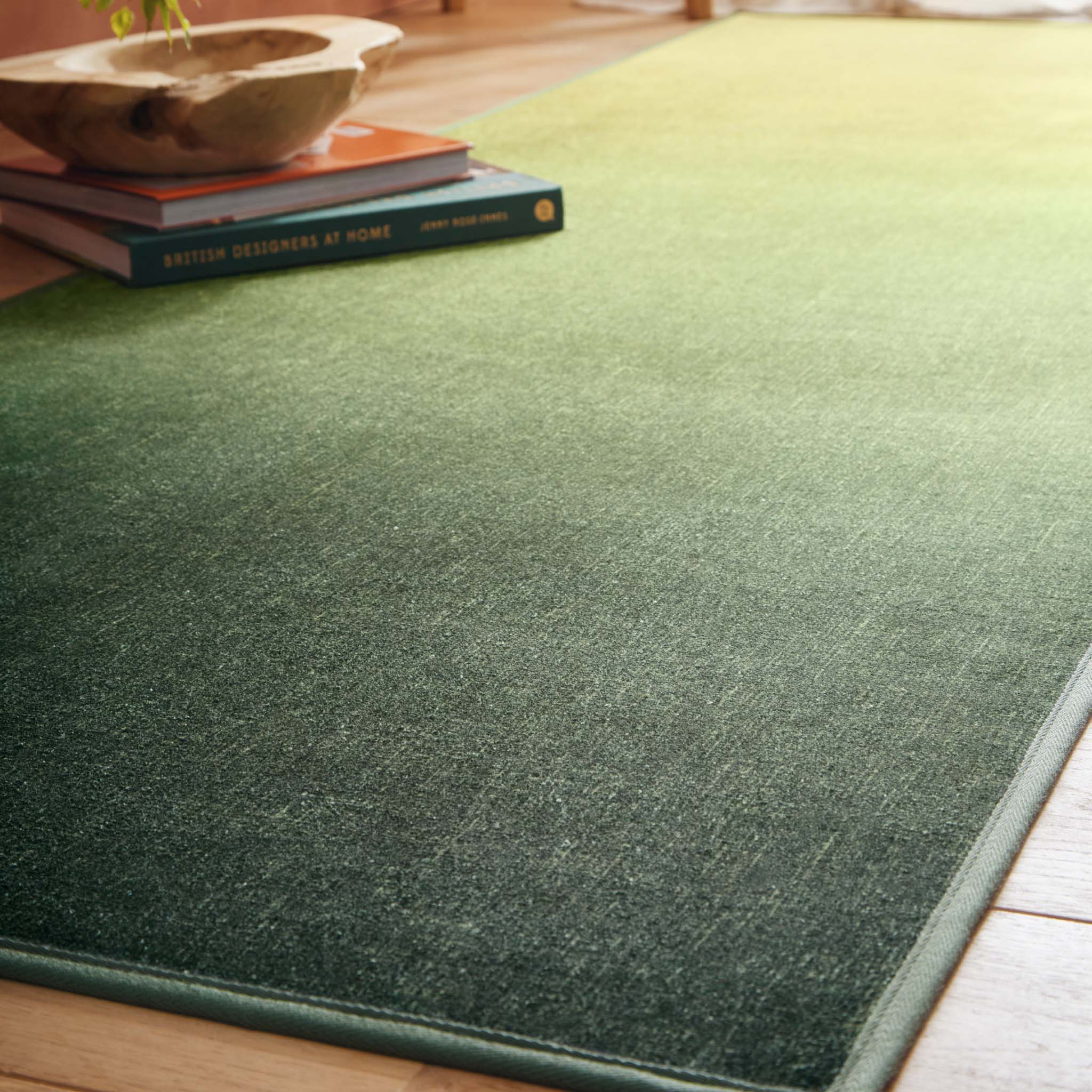 Horizon Ombre Celerly Eco-Washable Runner- a 100% recycled material runner featuring a green ombre design.