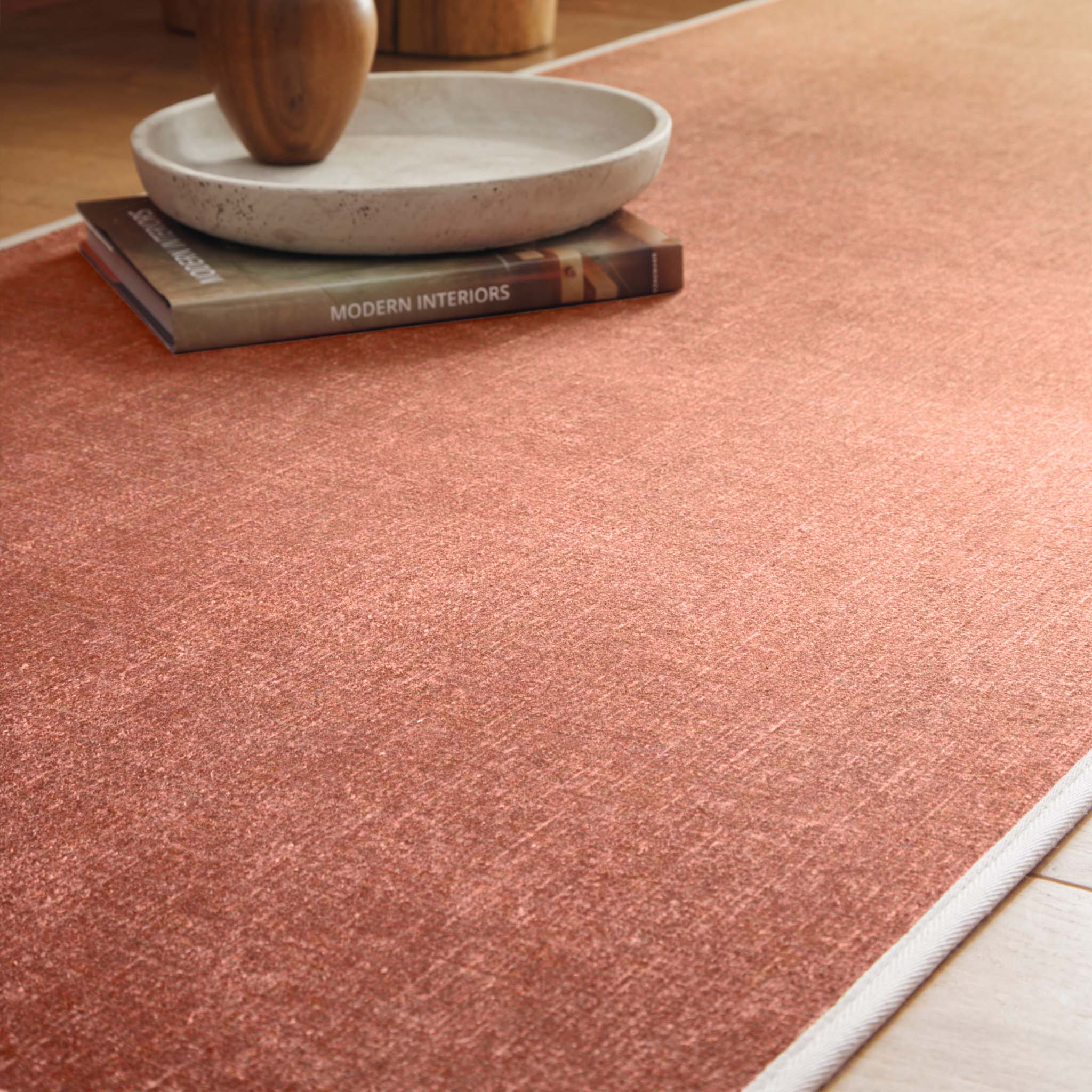 Horizon Ombre Coral Eco-Washable Runner- a 100% recycled material runner featuring an ombre design in red\orange.