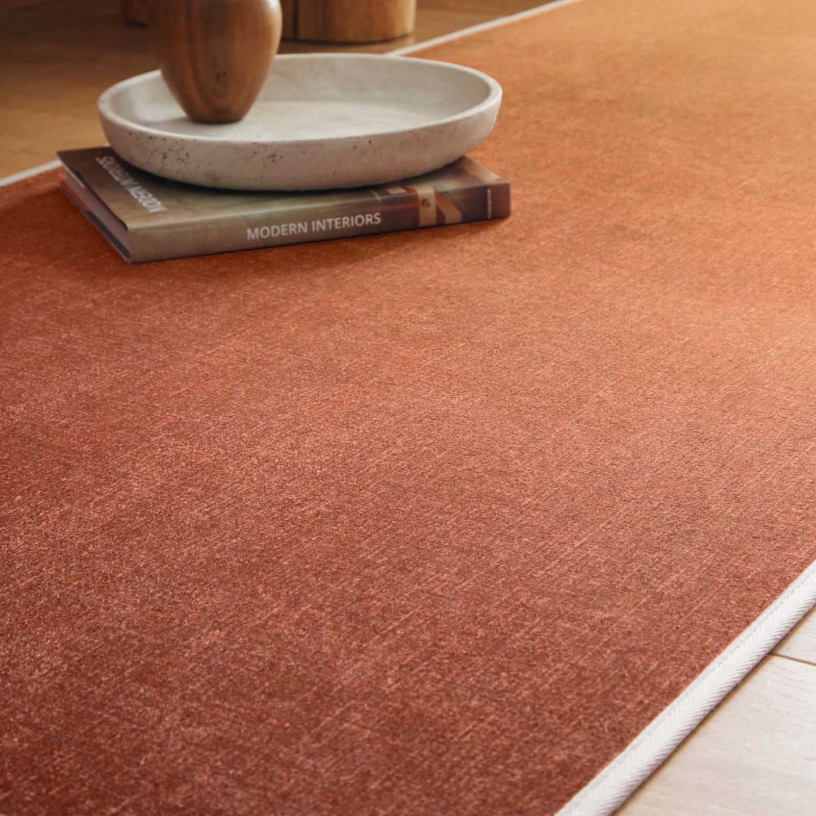 Horizon Coral Ombre Eco-Washable Runner - a 100% recycled material runner featuring a red and orange ombre effect.