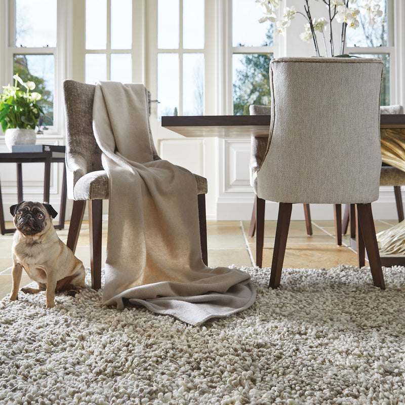 Imperial Light Mix Rug made from wool, featuring a saggy blend of taupe and cream.