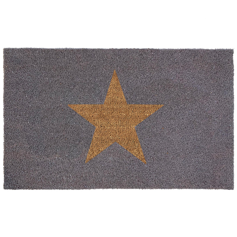 Inverse Stat Coir Doormat made from natural coconut fibres, featuring a star against a black background. 