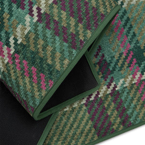 Isla Plaid Emerald Green Eco-Washable rug- a tartan rug in various shades of green.