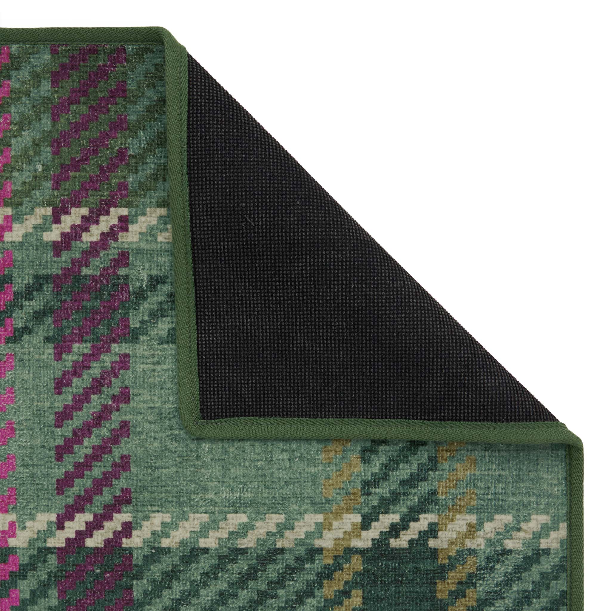 Isla Plaid Emerald Green Eco-Washbale Runner - a 100% recycled material runner featuring a green tartan plaid design.