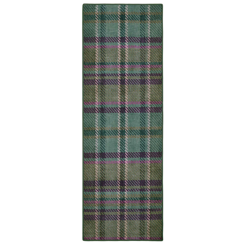 Isla Plaid Emerald Green Eco-Washbale Runner - a 100% recycled material runner featuring a green tartan plaid design.
