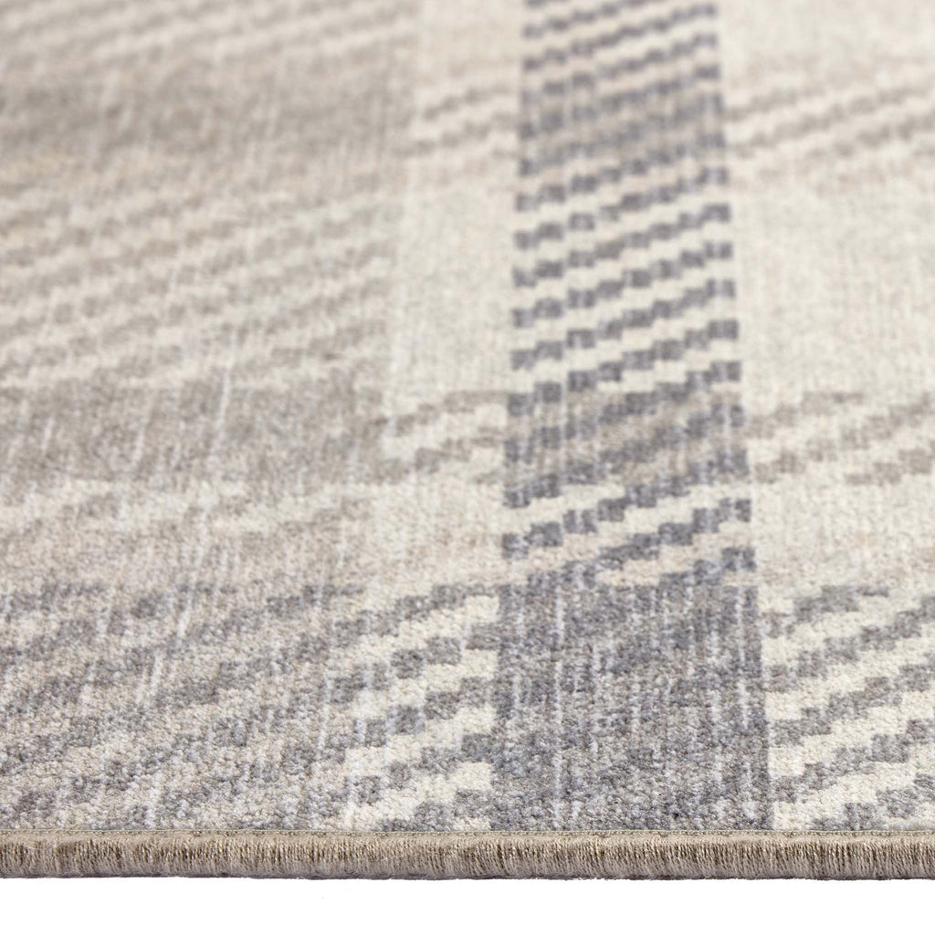 Isla Plaid Neutral Eco-Washable Rug Runner- 100% recycled content runner featuring a neutral tartan pattern.
