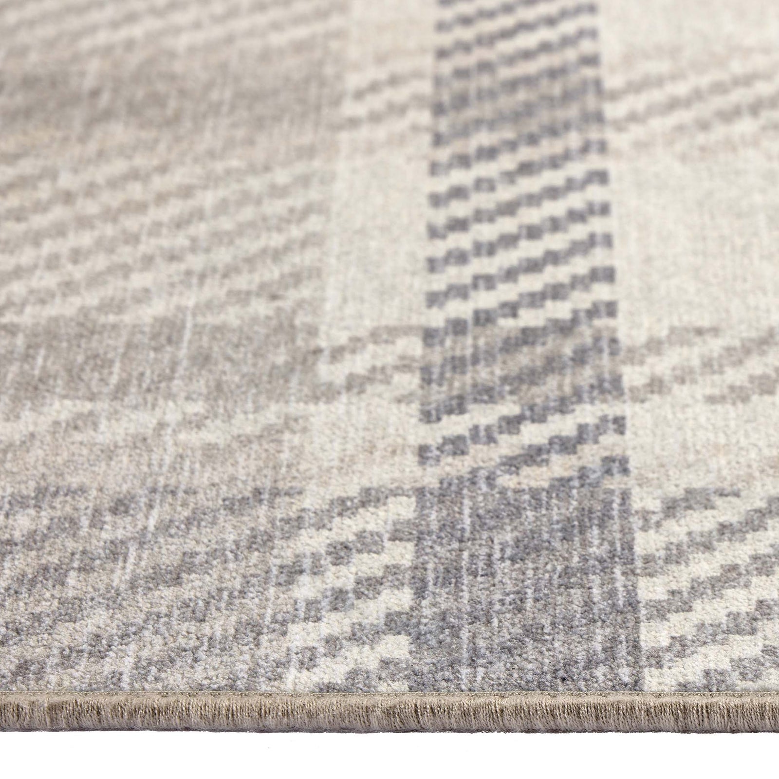 Isla Plaid Neutral Eco-Washable Rug Runner- 100% recycled content runner featuring a neutral tartan pattern.