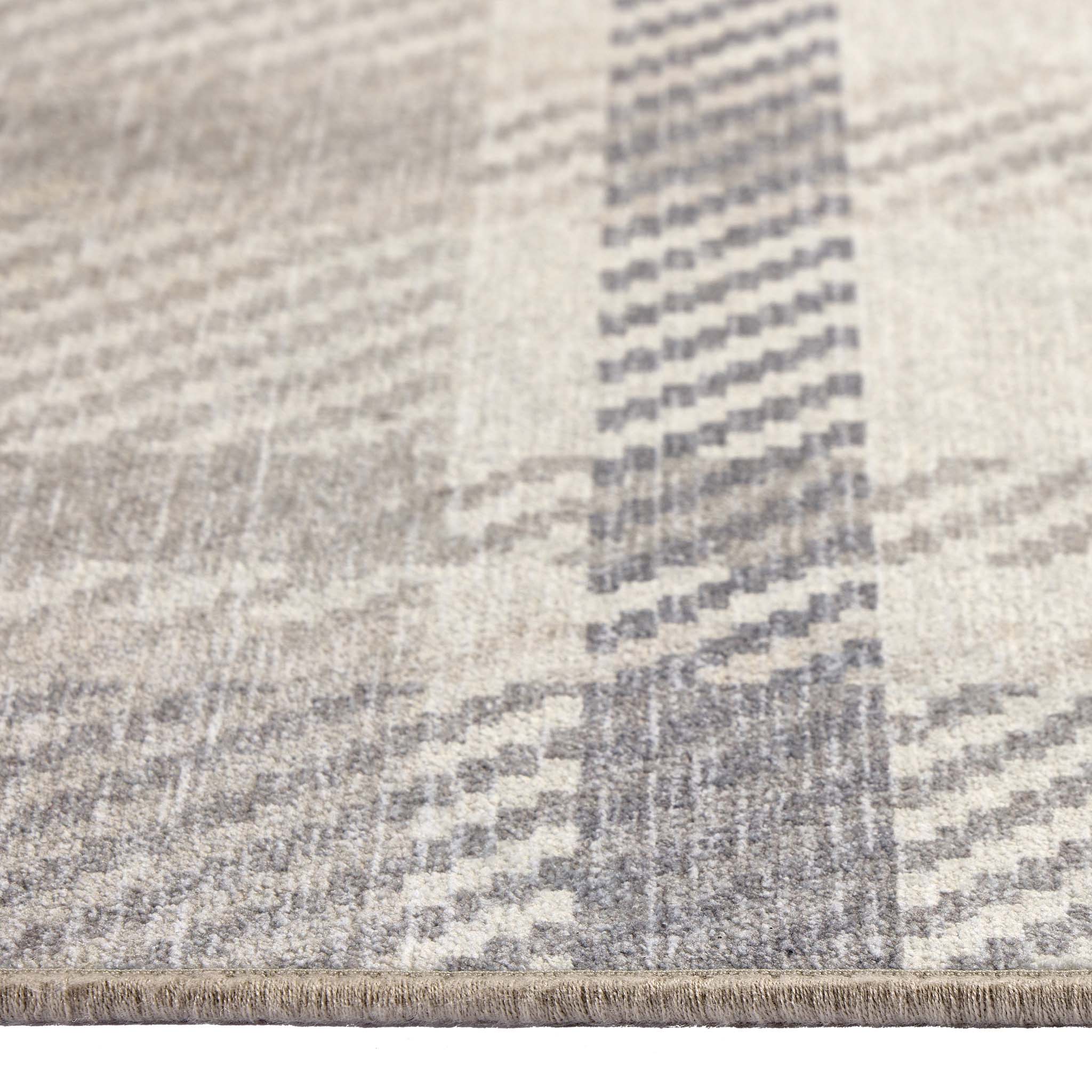 Isla Plaid Neutral Eco-Washable Rug Runner- 100% recycled content runner featuring a neutral tartan pattern.