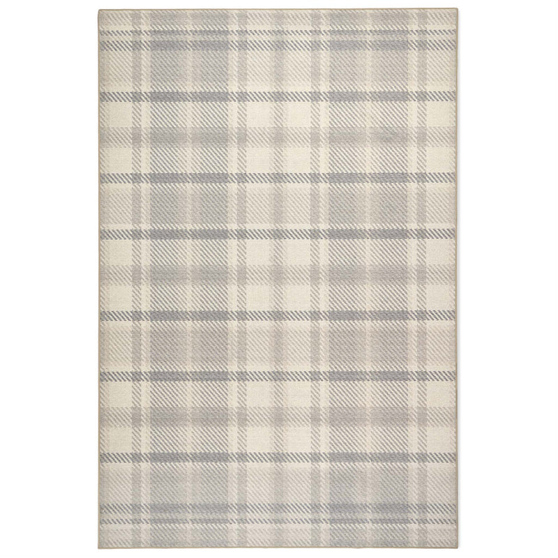 Isla Plaid Neutral Eco-Washable Rug- 100% recycled content rug featuring tartan pattern.