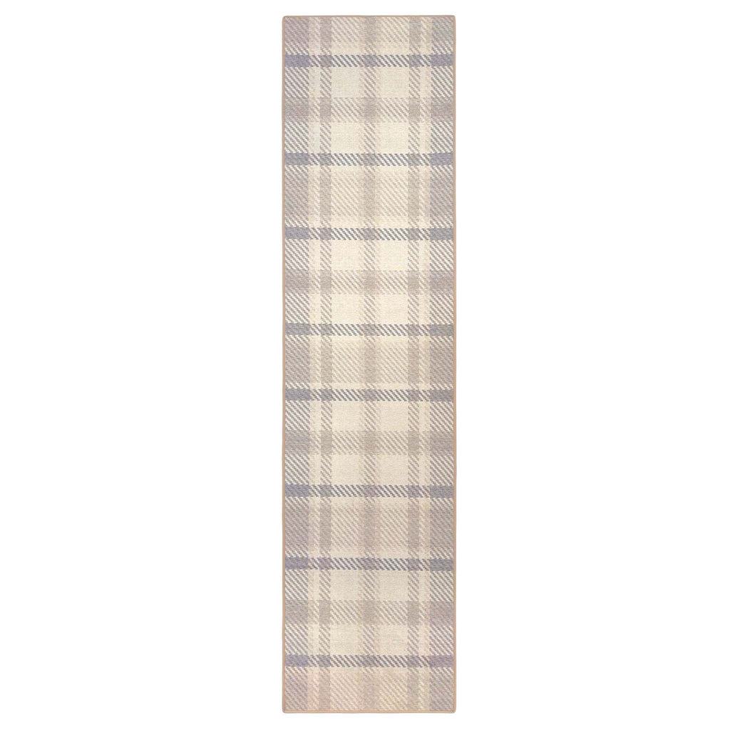 Isla Plaid Neutral Eco-Washable Rug Runner- 100% recycled content runner featuring a neutral tartan pattern.