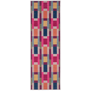Jude Geo Weave Bright Eco-Washable Rug Runner- 100% recycled content runner featuring a bright geo pattern.