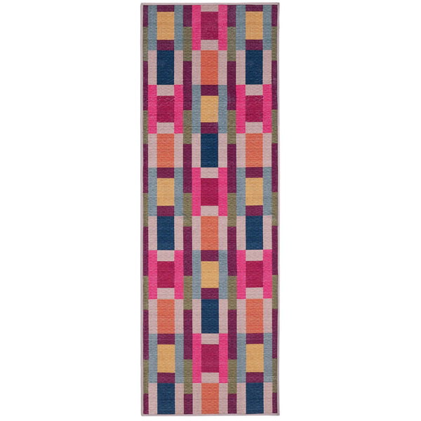 Jude Geo Weave Bright Eco-Washable Rug Runner- 100% recycled content runner featuring a bright geo pattern.