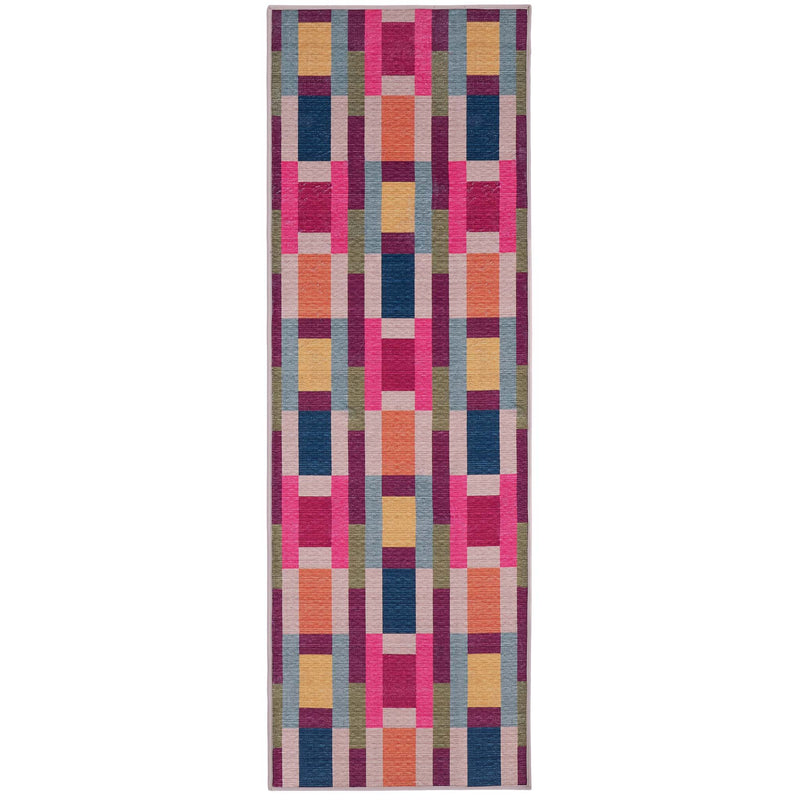 Jude Geo Weave Bright Eco-Washable Rug Runner- 100% recycled content runner featuring a bright geo pattern.