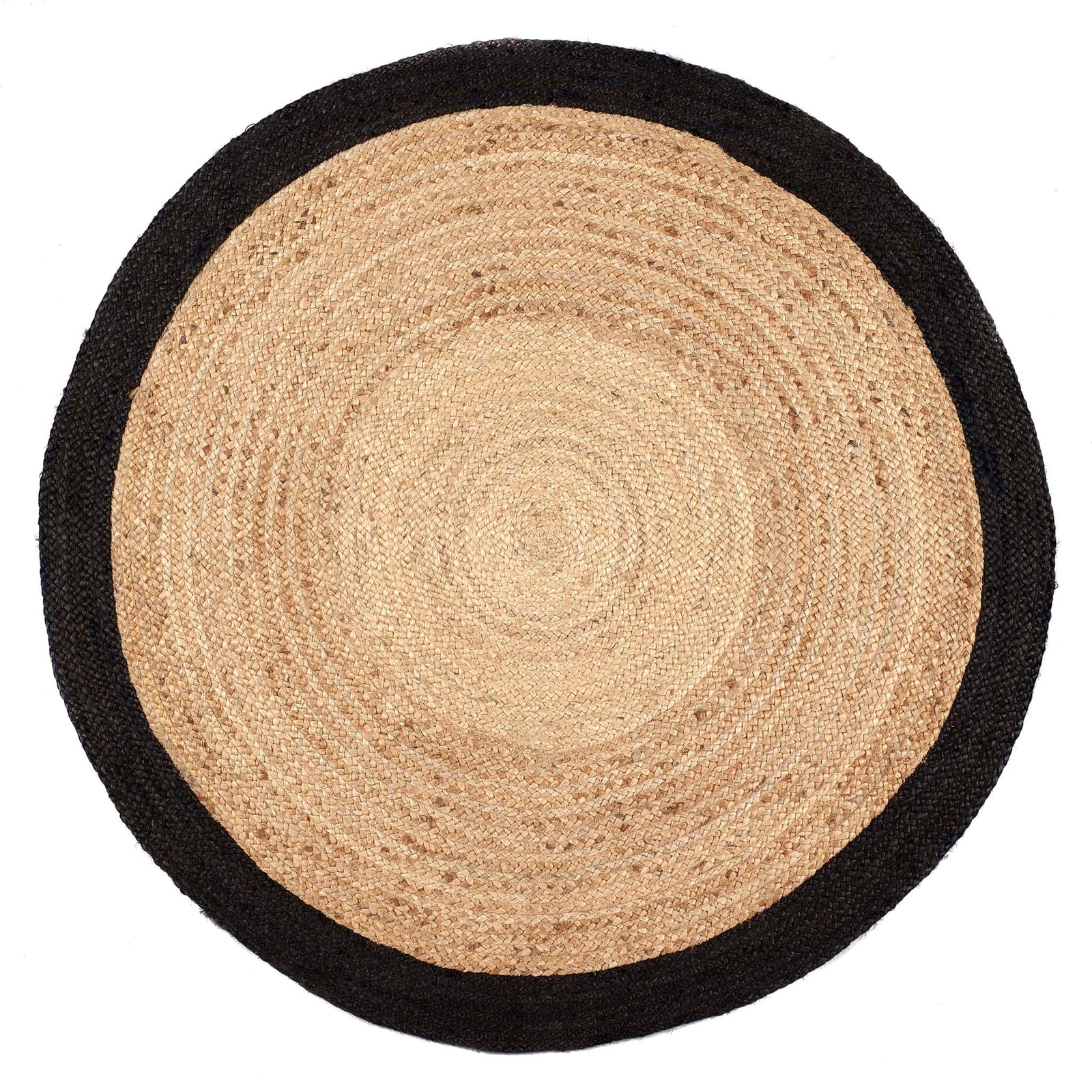 Jute Border Rug Black- 100% Jute rug featuring a black border. 