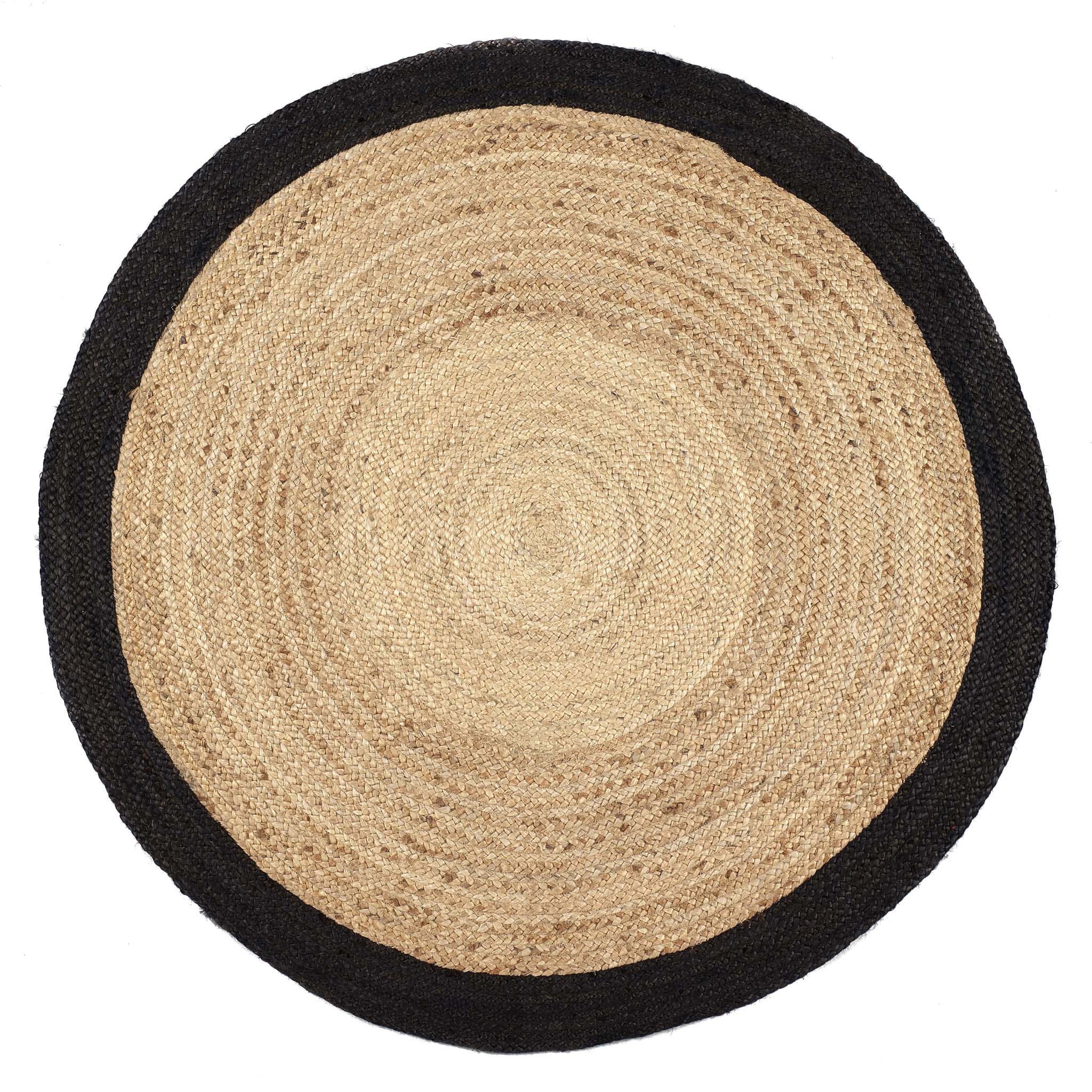 Jute Border Rug Black- 100% Jute rug featuring a black border. 