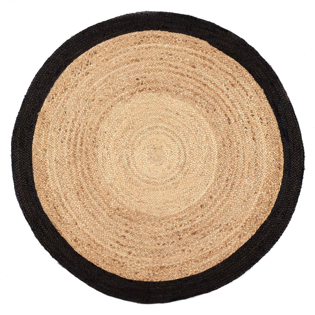 Jute Border Rug Black Circle