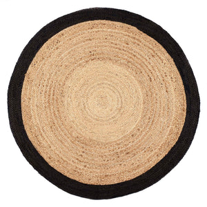 Jute Border Rug Black Circle