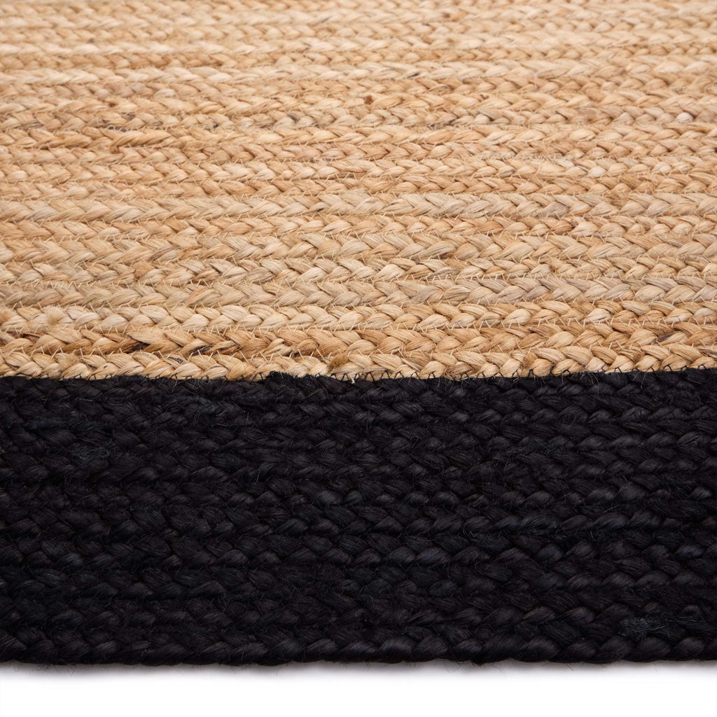 Jute Border Rug Black- 100% natural Jute Rug with a black border. 