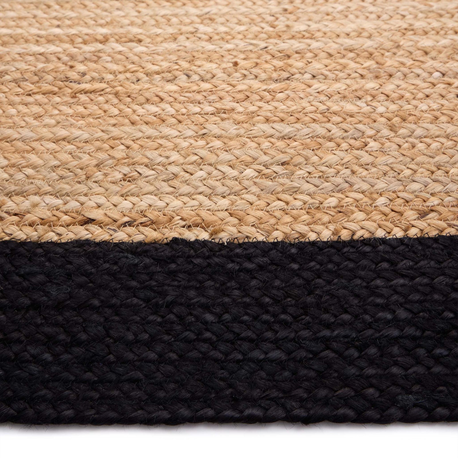 Jute Border Rug Black- 100% natural Jute Rug with a black border. 