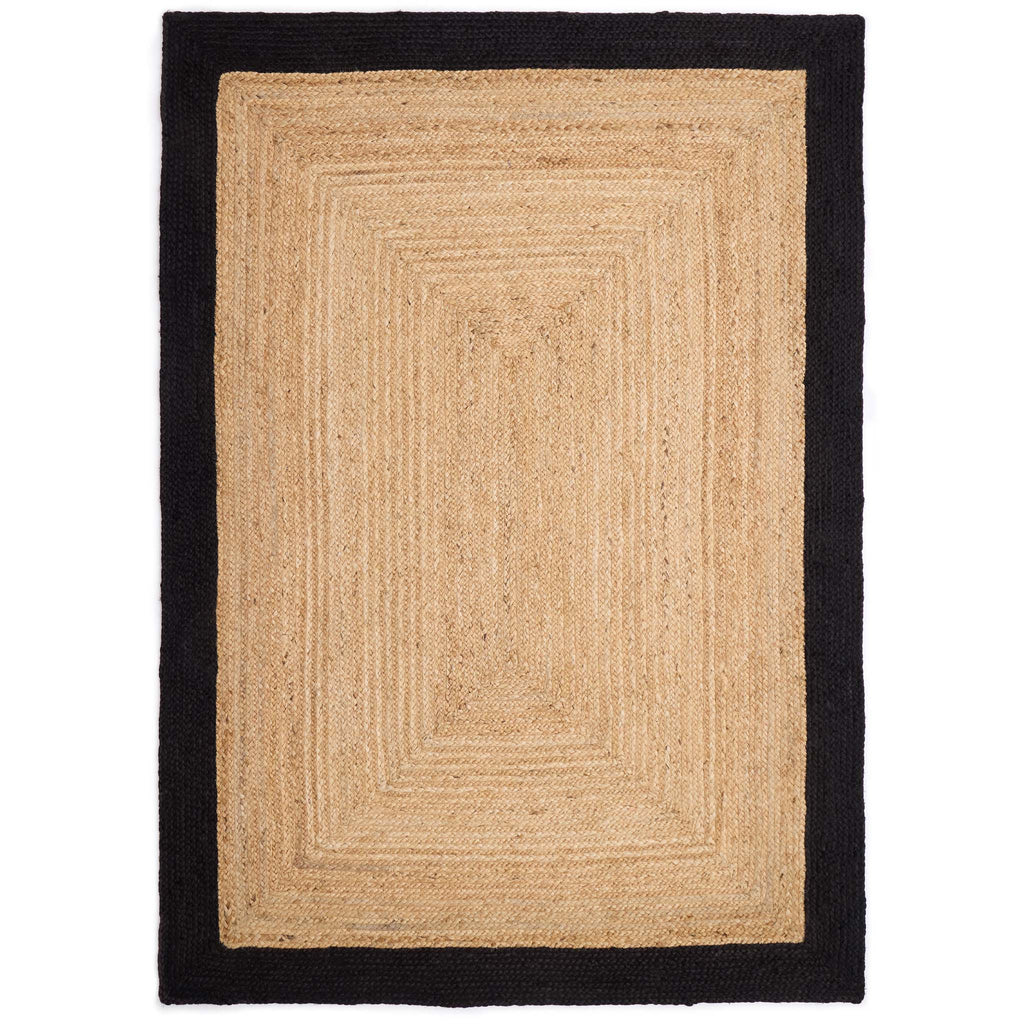 Jute Border Rug Black- 100% Jute rug featuring a black border. 