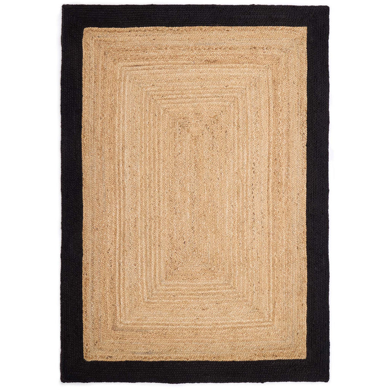 Jute Border Rug Black- 100% Jute rug featuring a black border. 
