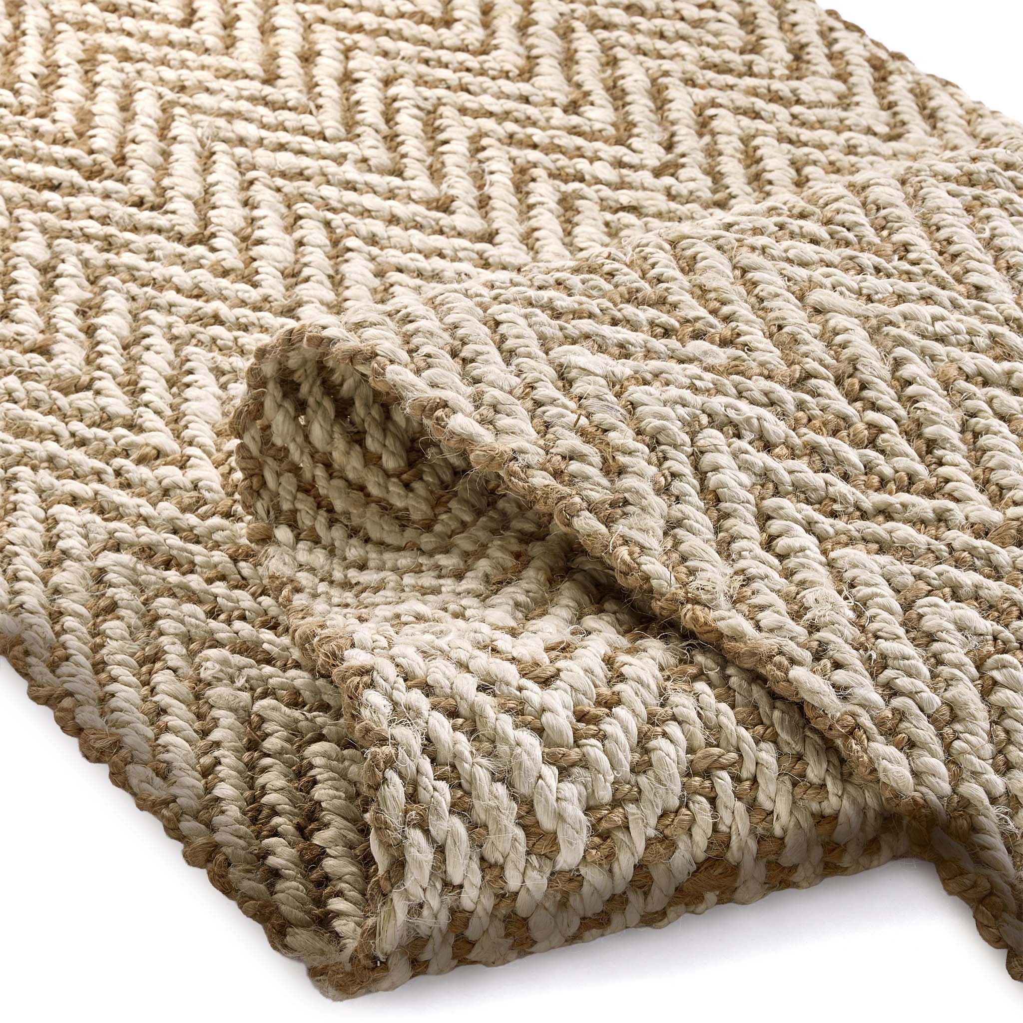 Jute Herringbone Runner- 100% jute runner with a herringbone pattern.