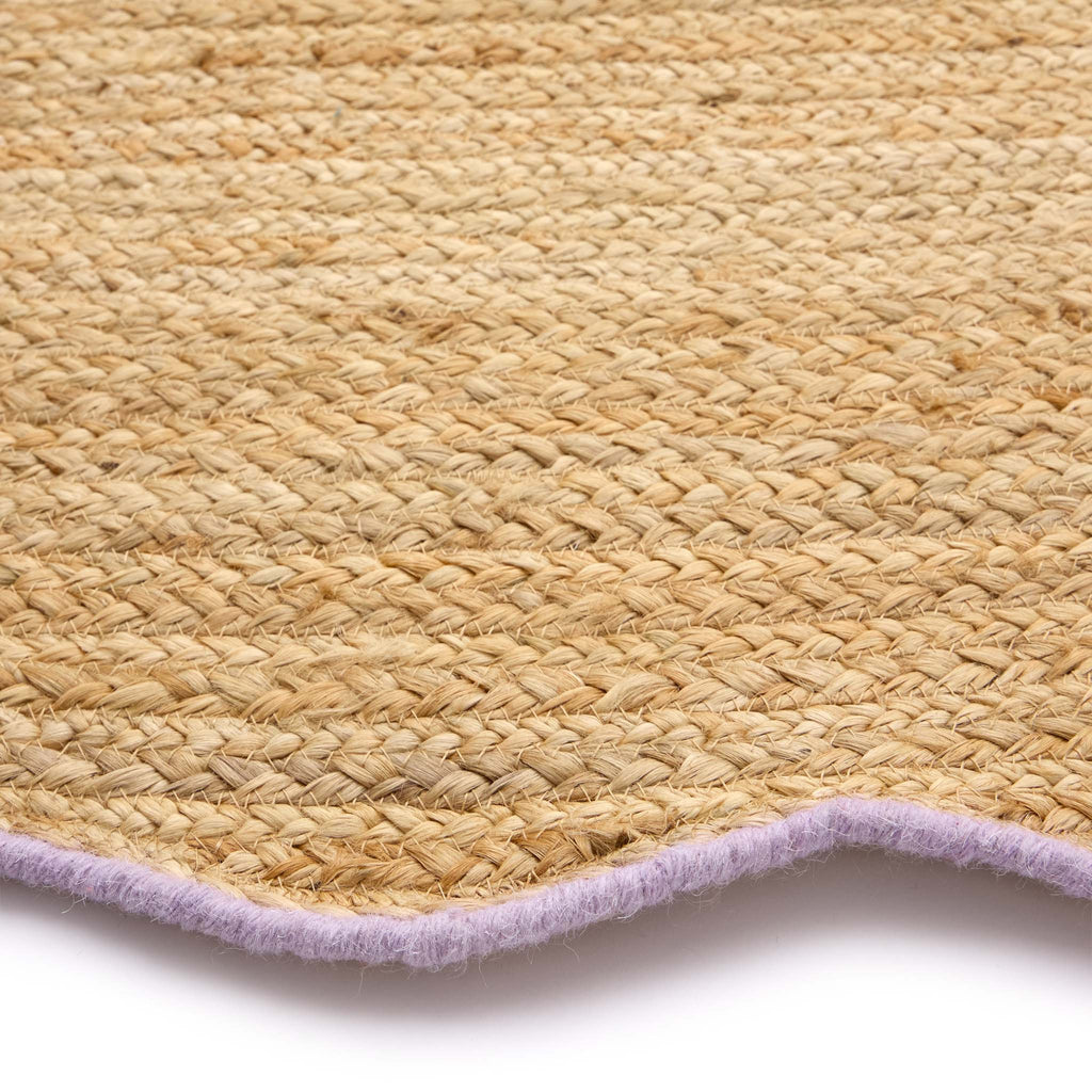 Jute Scalloped Edge Lilac Runner - a 100% jute runner featuring a purple scalloped border.