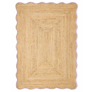 Jute Scalloped Edge Lilac Rug - a 100% jute rug featuring a purple scalloped border.