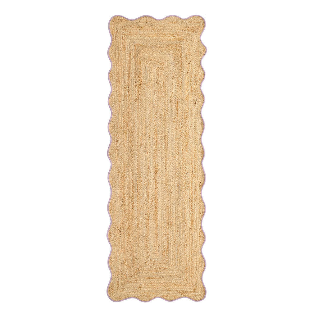 Jute Scalloped Edge Lilac Runner - a 100% jute runner featuring a purple scalloped border.