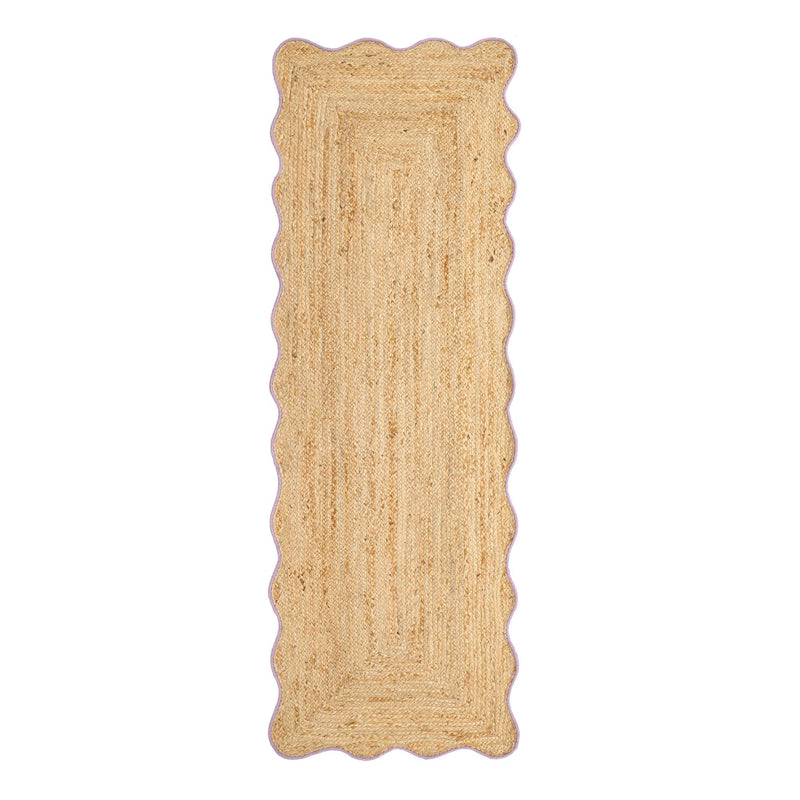 Jute Scalloped Edge Lilac Runner - a 100% jute runner featuring a purple scalloped border.