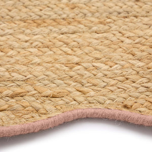 Jute Scalloped Edge Peach Runner - a 100% jute runner featuring a pink scalloped border.