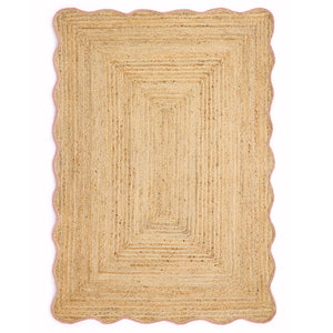 Jute Scalloped Edge Peach Rug - a 100% jute rug featuring a pink scalloped border.