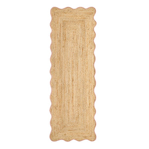 Jute Scalloped Edge Peach Runner - a 100% jute runner featuring a pink scalloped border.