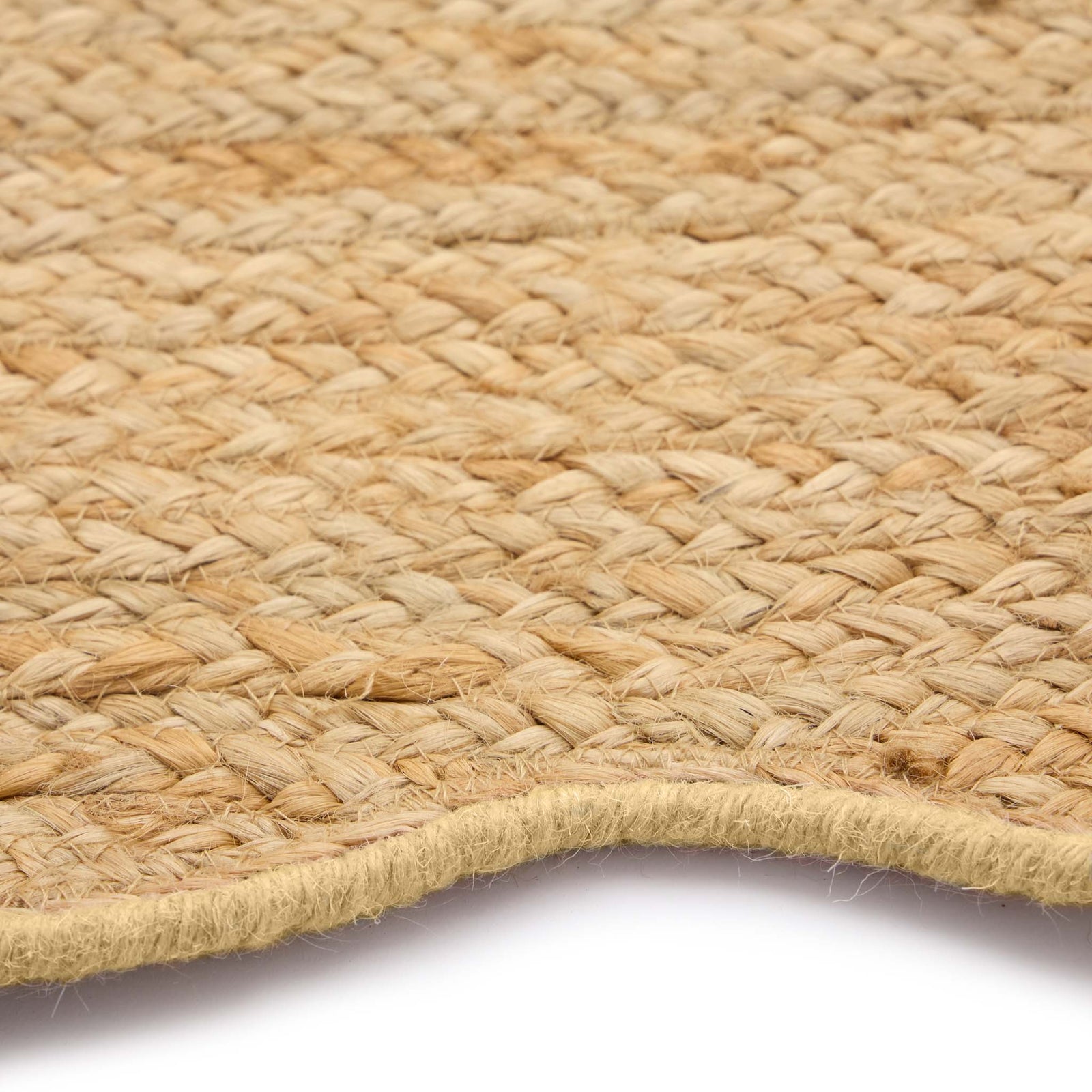 Jute Scalloped Edge Yellow Rug - a 100% jute rug featuring a yellow scalloped border.