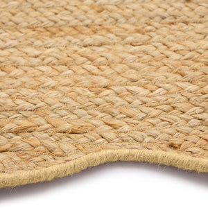 Jute Scalloped Edge Yellow Rug - a 100% jute rug featuring a yellow scalloped border.