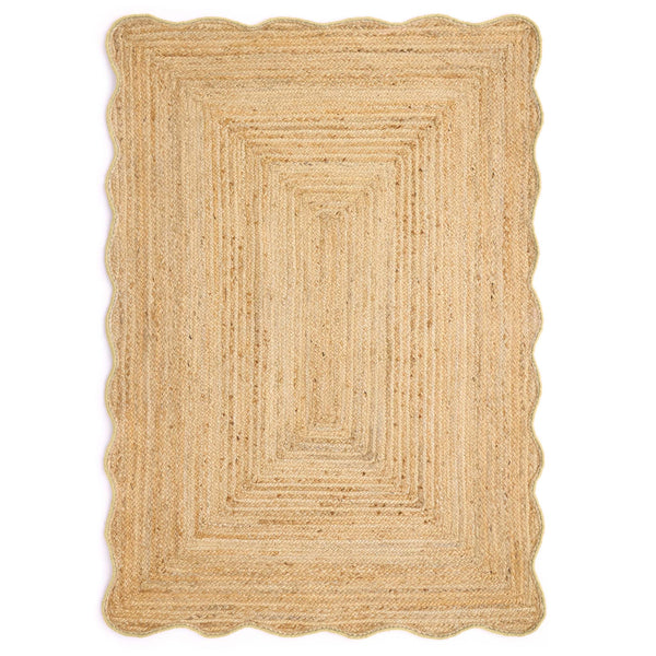 Jute Scalloped Edge Rug Yellow