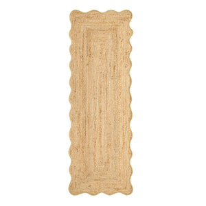 Jute Scalloped Edge Yellow Runner - a 100% jute runner featuring a yellow scalloped border.