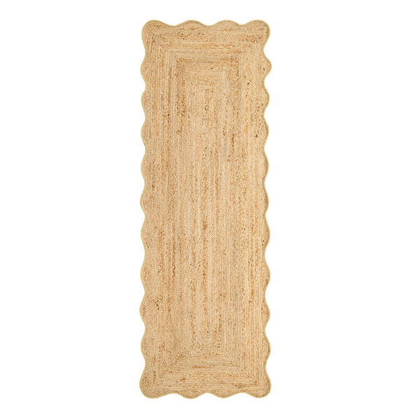 Jute Scalloped Edge Runner Yellow