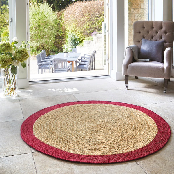Jute Border Rug Raspberry 4