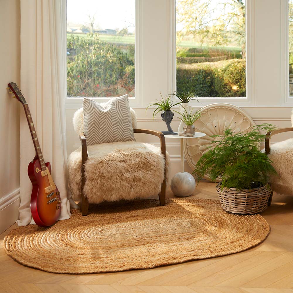 Jute Extra Rug Plain Oval 2