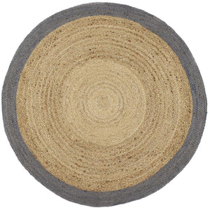 Jute Border Rug Grey Circle