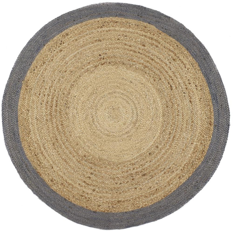 Jute Border Rug Grey Circle