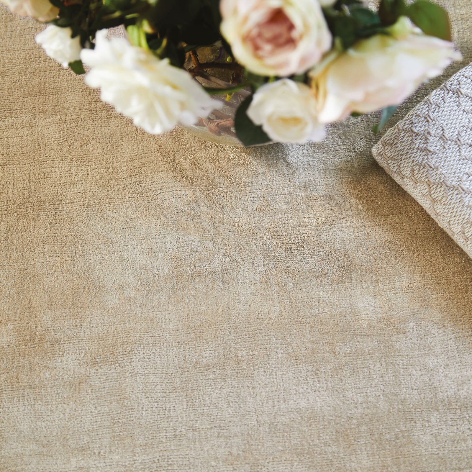 Karma Mink Rug made from 100% viscose, featuring different shades of brown and cream.