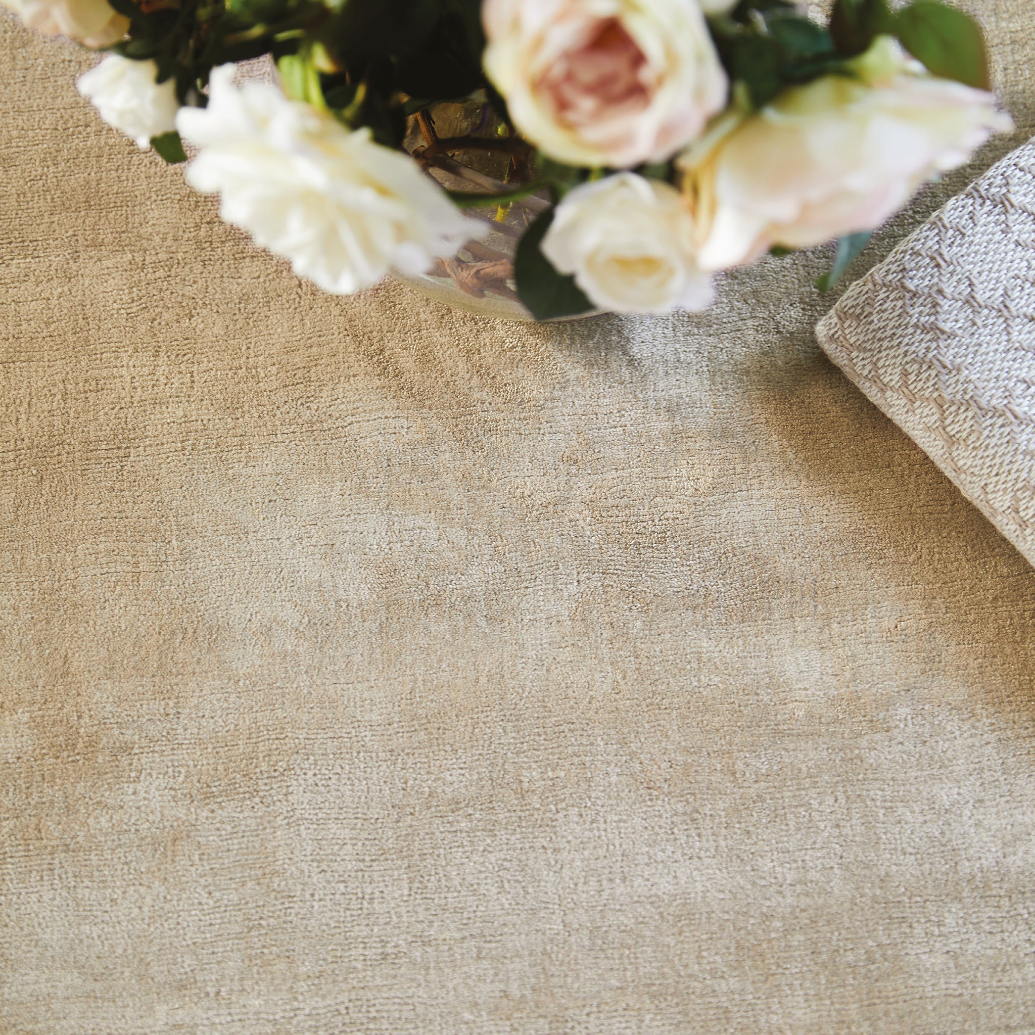 Karma Mink Rug made from 100% viscose, featuring different shades of brown and cream.